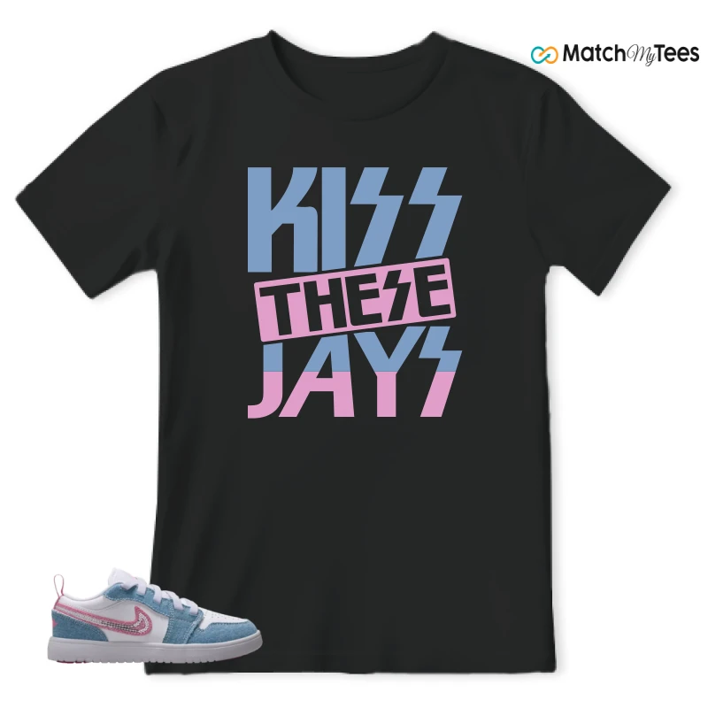 NIKE AIR JORDAN 1 LOW GS DENIM SEQUIN SNEAKER Matching Tees t-shirt