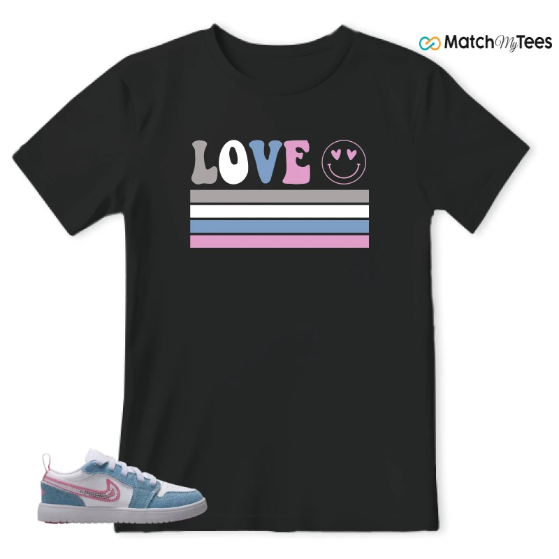 NIKE AIR JORDAN 1 LOW GS DENIM SEQUIN SNEAKER Matching Tees t-shirt
