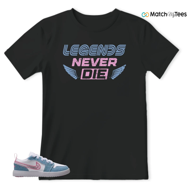 NIKE AIR JORDAN 1 LOW GS DENIM SEQUIN SNEAKER Matching Tees t-shirt