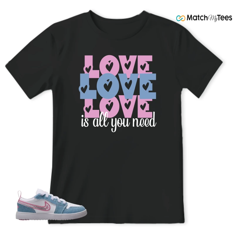 NIKE AIR JORDAN 1 LOW GS DENIM SEQUIN SNEAKER Matching Tees t-shirt