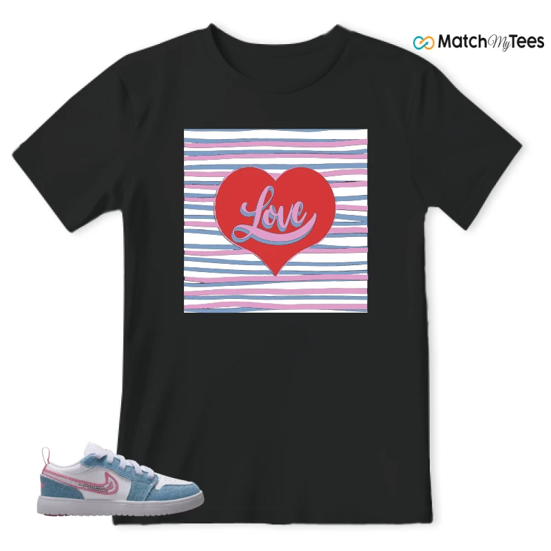 NIKE AIR JORDAN 1 LOW GS DENIM SEQUIN SNEAKER Matching Tees t-shirt