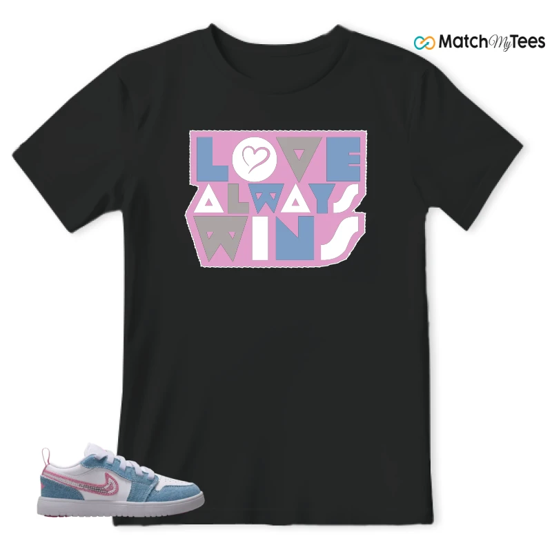 NIKE AIR JORDAN 1 LOW GS DENIM SEQUIN SNEAKER Matching Tees t-shirt