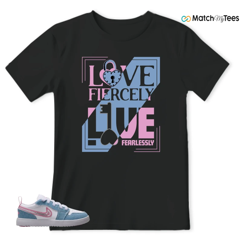 NIKE AIR JORDAN 1 LOW GS DENIM SEQUIN SNEAKER Matching Tees t-shirt