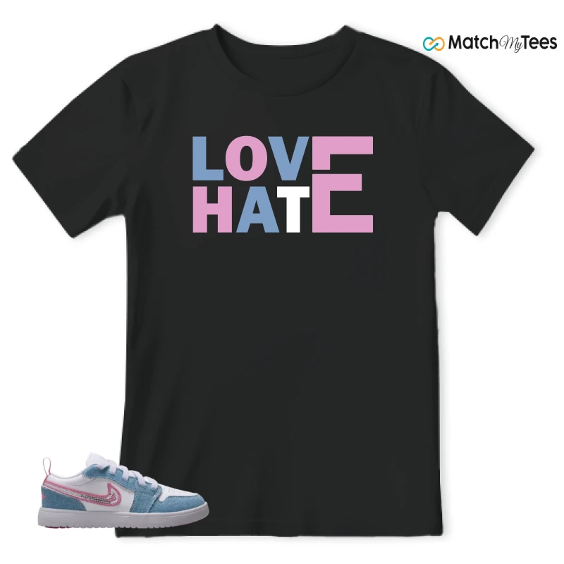 NIKE AIR JORDAN 1 LOW GS DENIM SEQUIN SNEAKER Matching Tees t-shirt