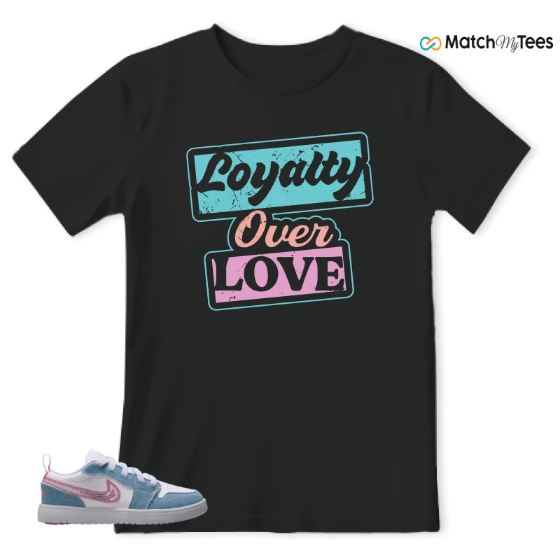 NIKE AIR JORDAN 1 LOW GS DENIM SEQUIN SNEAKER Matching Tees t-shirt