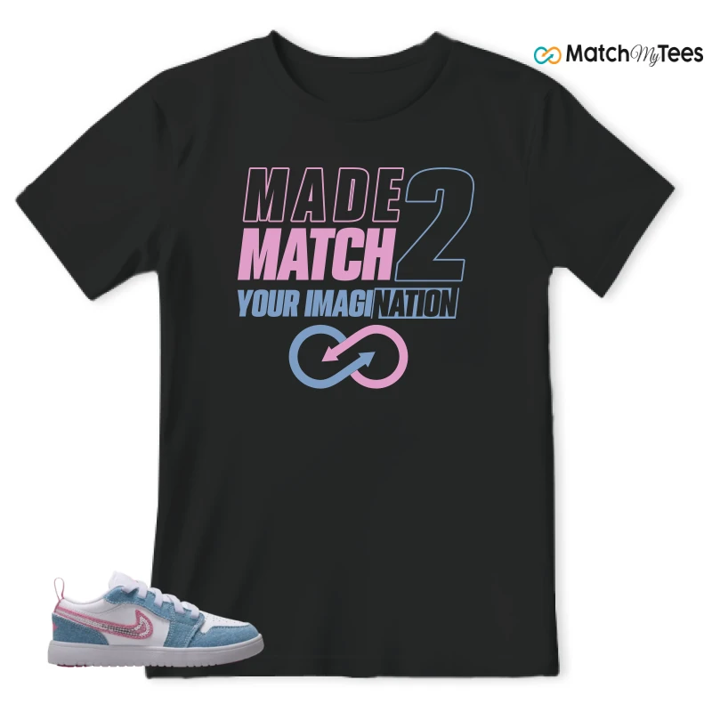 NIKE AIR JORDAN 1 LOW GS DENIM SEQUIN SNEAKER Matching Tees t-shirt