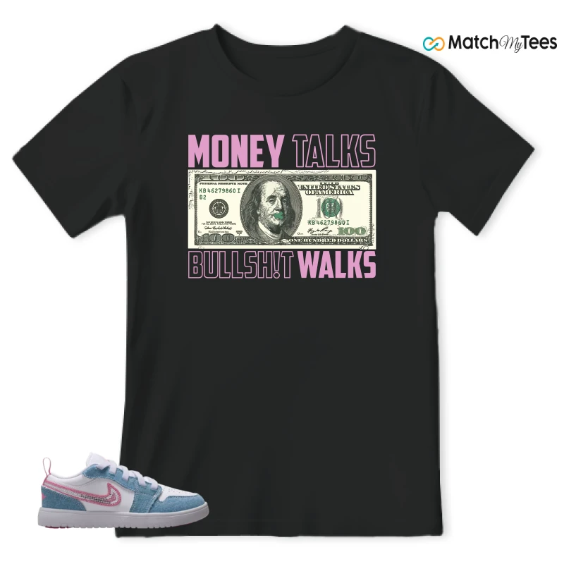 NIKE AIR JORDAN 1 LOW GS DENIM SEQUIN SNEAKER Matching Tees t-shirt