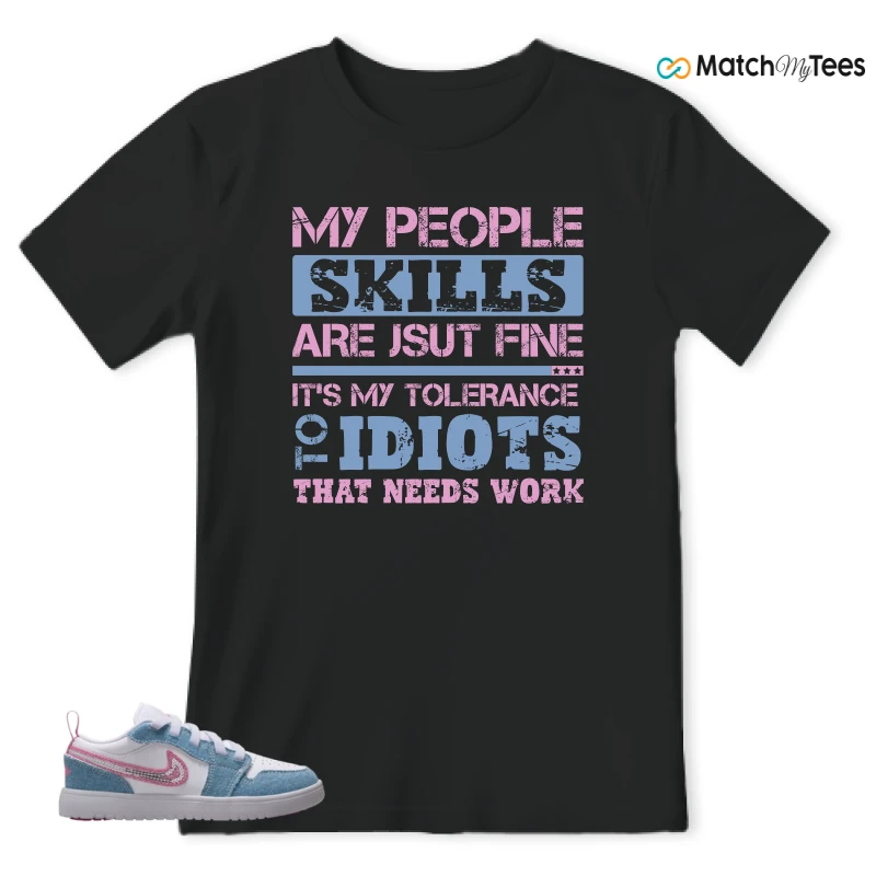 NIKE AIR JORDAN 1 LOW GS DENIM SEQUIN SNEAKER Matching Tees t-shirt