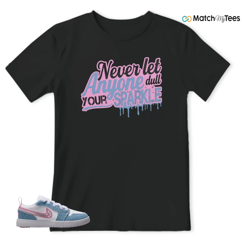 NIKE AIR JORDAN 1 LOW GS DENIM SEQUIN SNEAKER Matching Tees t-shirt