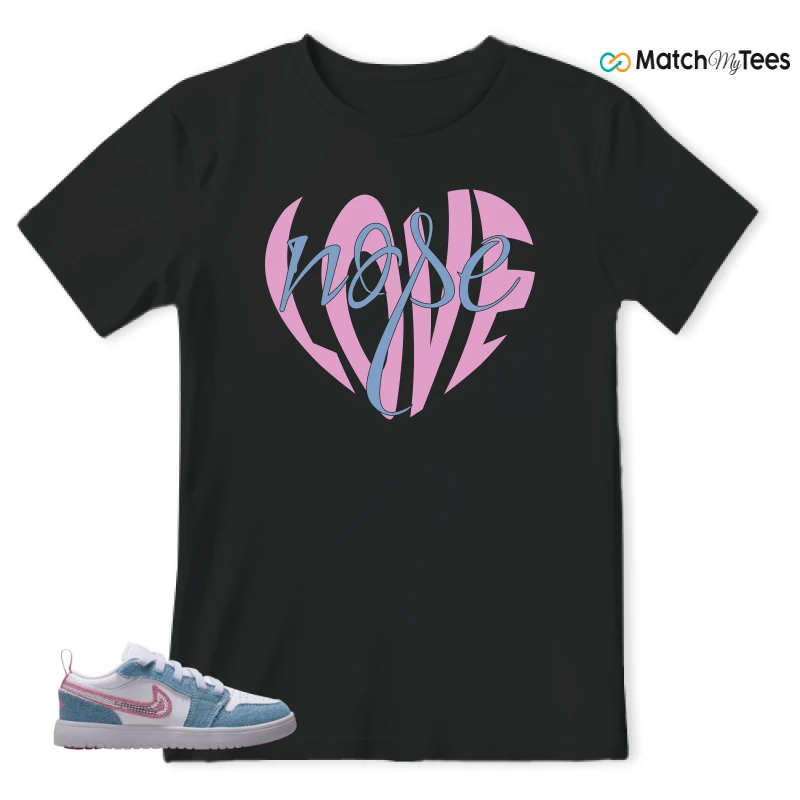 NIKE AIR JORDAN 1 LOW GS DENIM SEQUIN SNEAKER Matching Tees t-shirt
