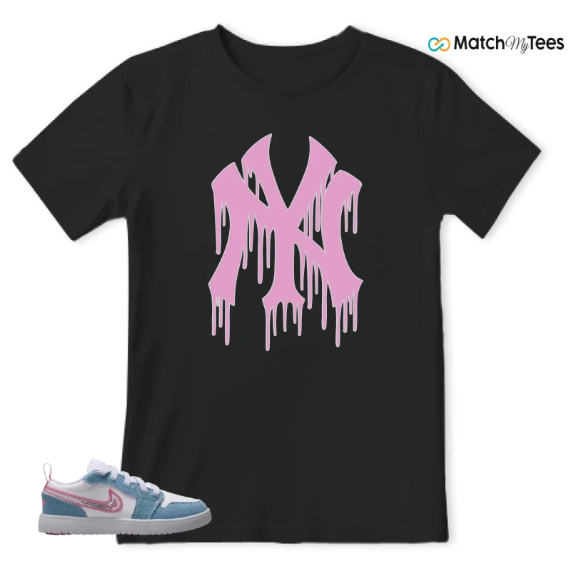 NIKE AIR JORDAN 1 LOW GS DENIM SEQUIN SNEAKER Matching Tees t-shirt