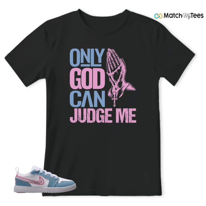 NIKE AIR JORDAN 1 LOW GS DENIM SEQUIN SNEAKER Matching Tees t-shirt