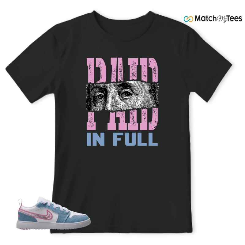 NIKE AIR JORDAN 1 LOW GS DENIM SEQUIN SNEAKER Matching Tees t-shirt