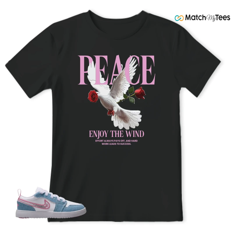 NIKE AIR JORDAN 1 LOW GS DENIM SEQUIN SNEAKER Matching Tees t-shirt