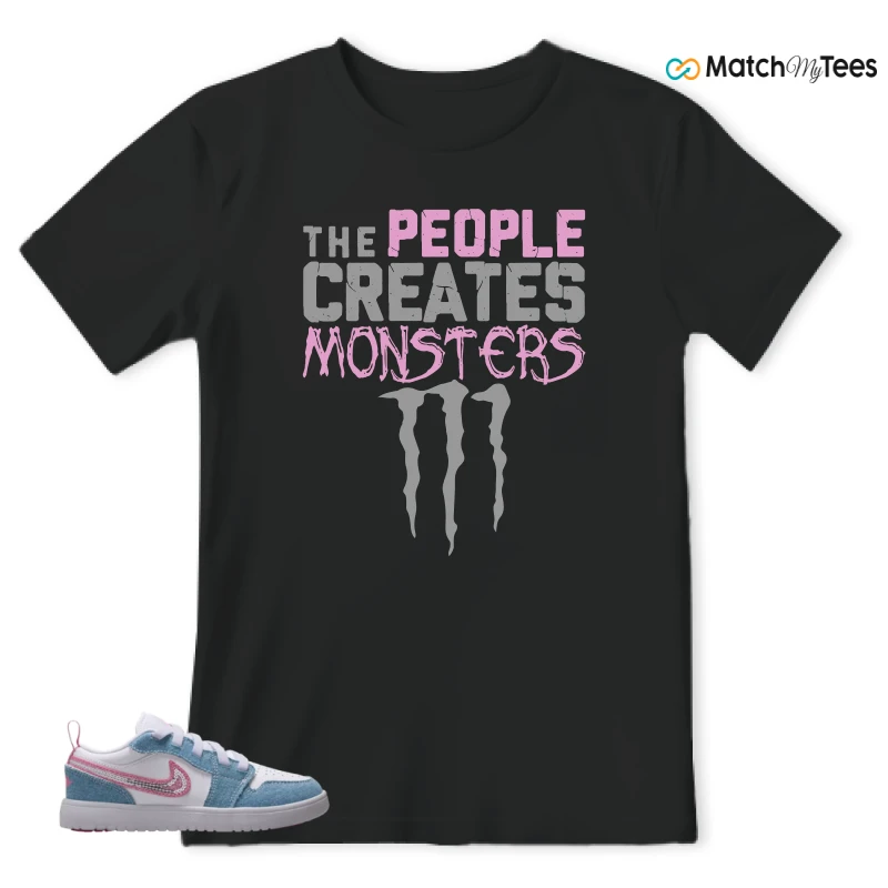 NIKE AIR JORDAN 1 LOW GS DENIM SEQUIN SNEAKER Matching Tees t-shirt
