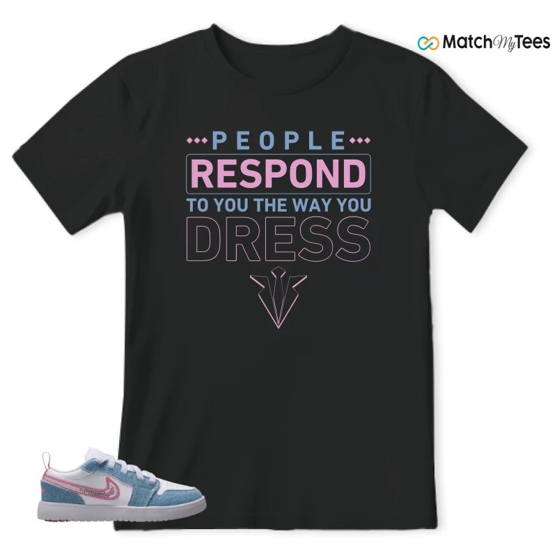 NIKE AIR JORDAN 1 LOW GS DENIM SEQUIN SNEAKER Matching Tees t-shirt