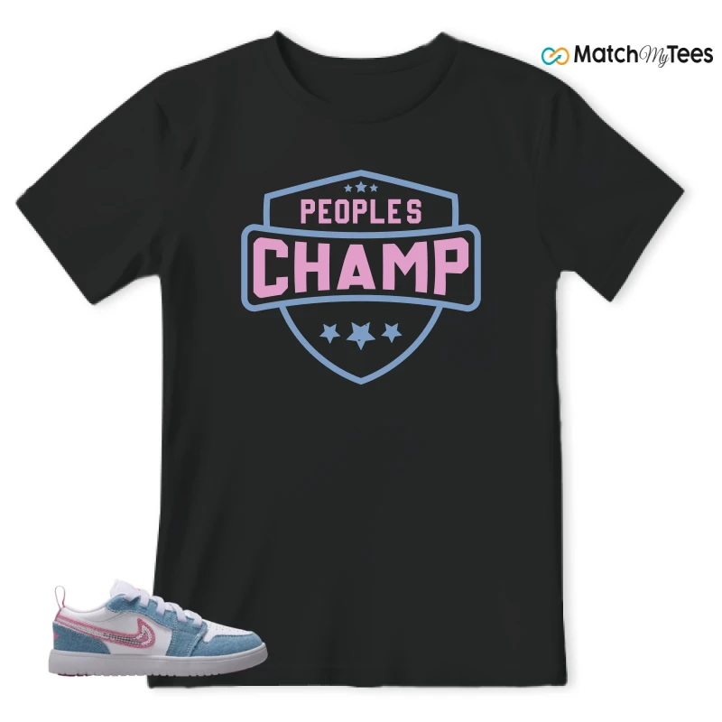 NIKE AIR JORDAN 1 LOW GS DENIM SEQUIN SNEAKER Matching Tees t-shirt