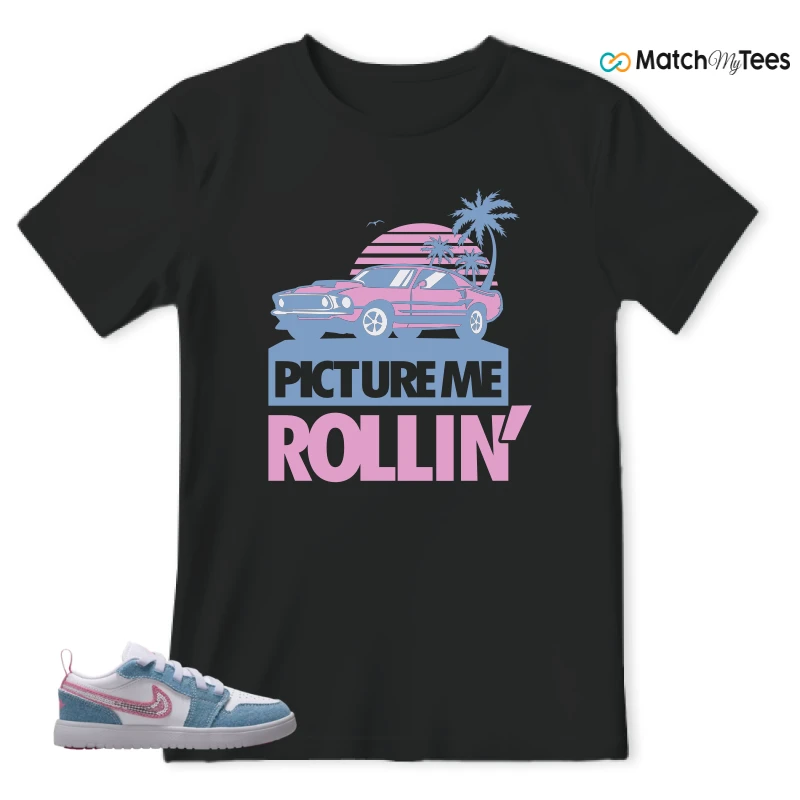 NIKE AIR JORDAN 1 LOW GS DENIM SEQUIN SNEAKER Matching Tees t-shirt