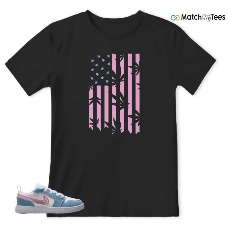 NIKE AIR JORDAN 1 LOW GS DENIM SEQUIN SNEAKER Matching Tees t-shirt