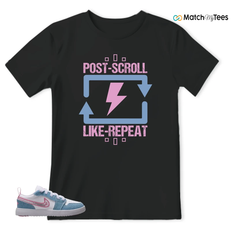 NIKE AIR JORDAN 1 LOW GS DENIM SEQUIN SNEAKER Matching Tees t-shirt