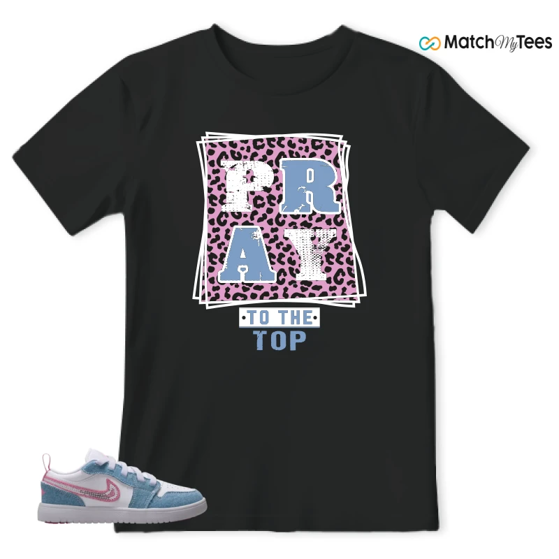 NIKE AIR JORDAN 1 LOW GS DENIM SEQUIN SNEAKER Matching Tees t-shirt