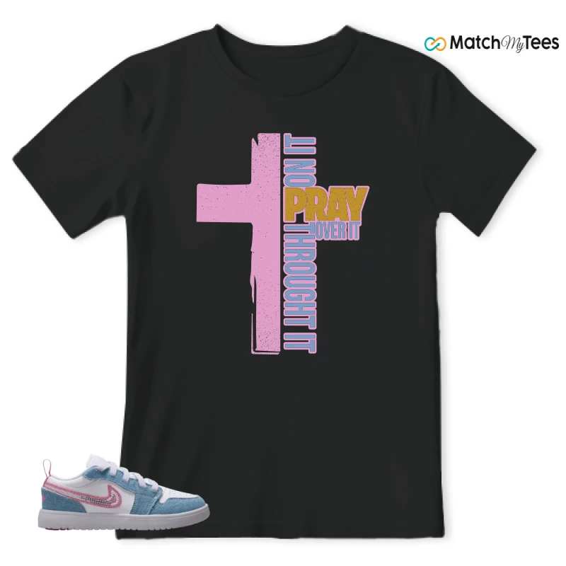 NIKE AIR JORDAN 1 LOW GS DENIM SEQUIN SNEAKER Matching Tees t-shirt