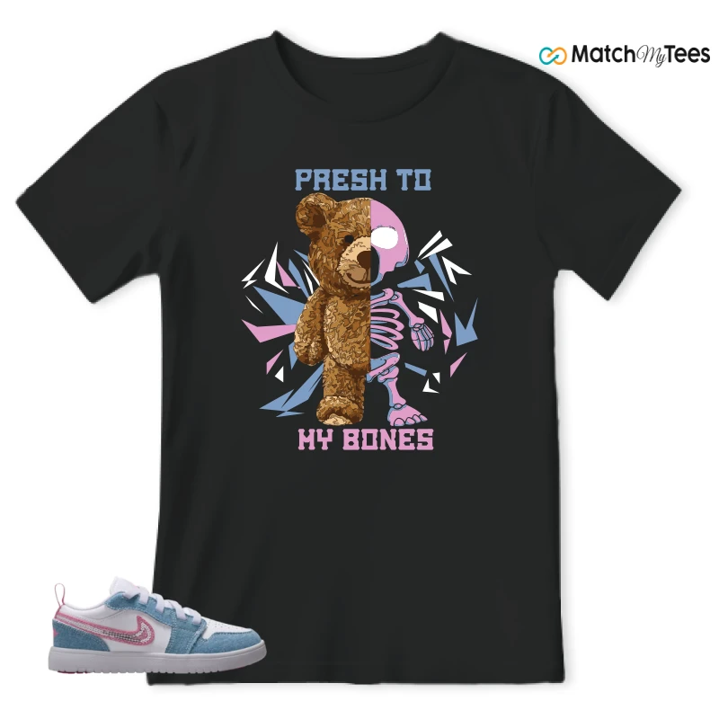NIKE AIR JORDAN 1 LOW GS DENIM SEQUIN SNEAKER Matching Tees t-shirt
