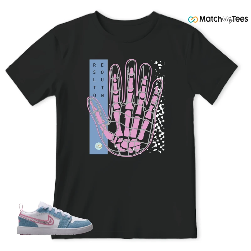 NIKE AIR JORDAN 1 LOW GS DENIM SEQUIN SNEAKER Matching Tees t-shirt