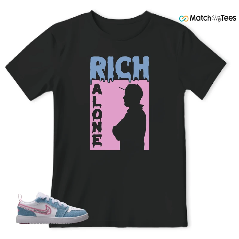 NIKE AIR JORDAN 1 LOW GS DENIM SEQUIN SNEAKER Matching Tees t-shirt