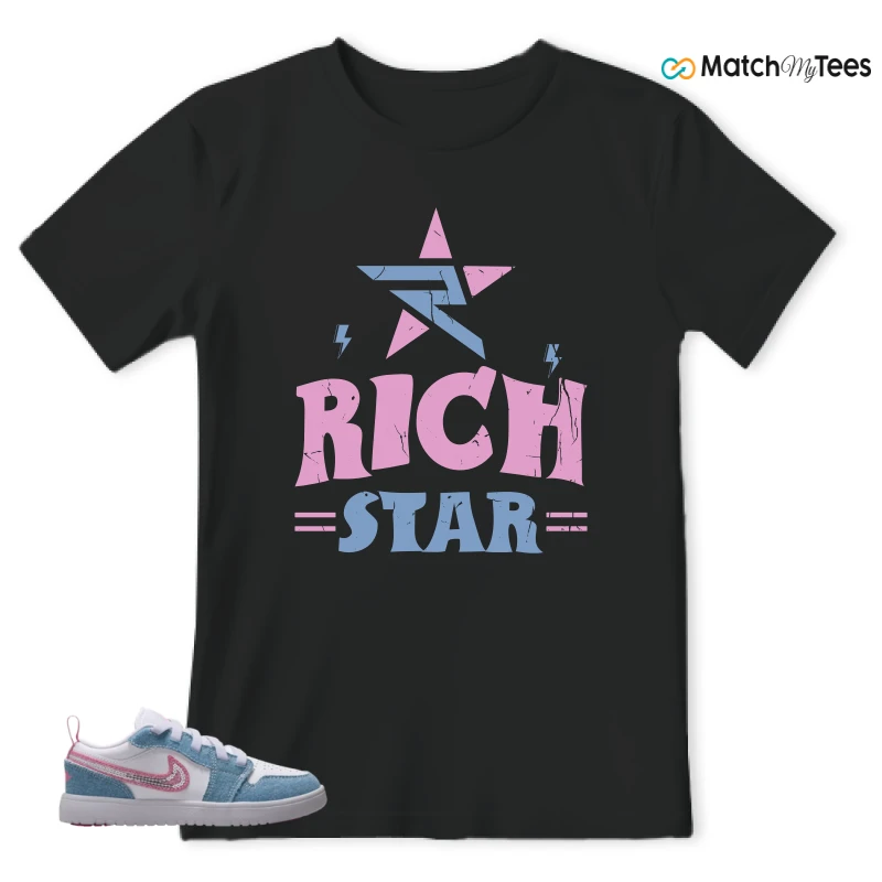 NIKE AIR JORDAN 1 LOW GS DENIM SEQUIN SNEAKER Matching Tees t-shirt