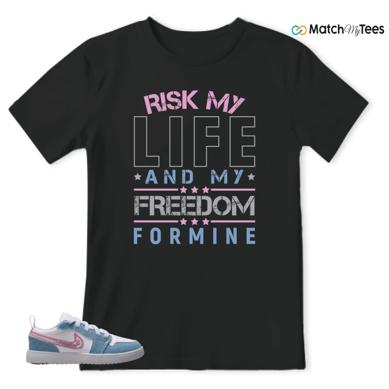 NIKE AIR JORDAN 1 LOW GS DENIM SEQUIN SNEAKER Matching Tees t-shirt