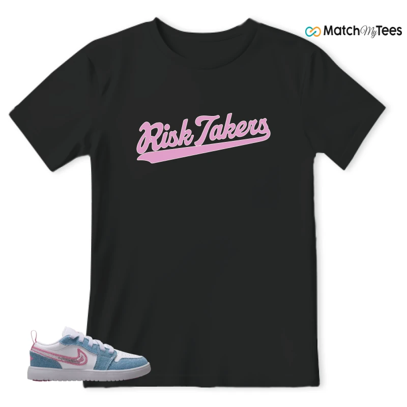 NIKE AIR JORDAN 1 LOW GS DENIM SEQUIN SNEAKER Matching Tees t-shirt