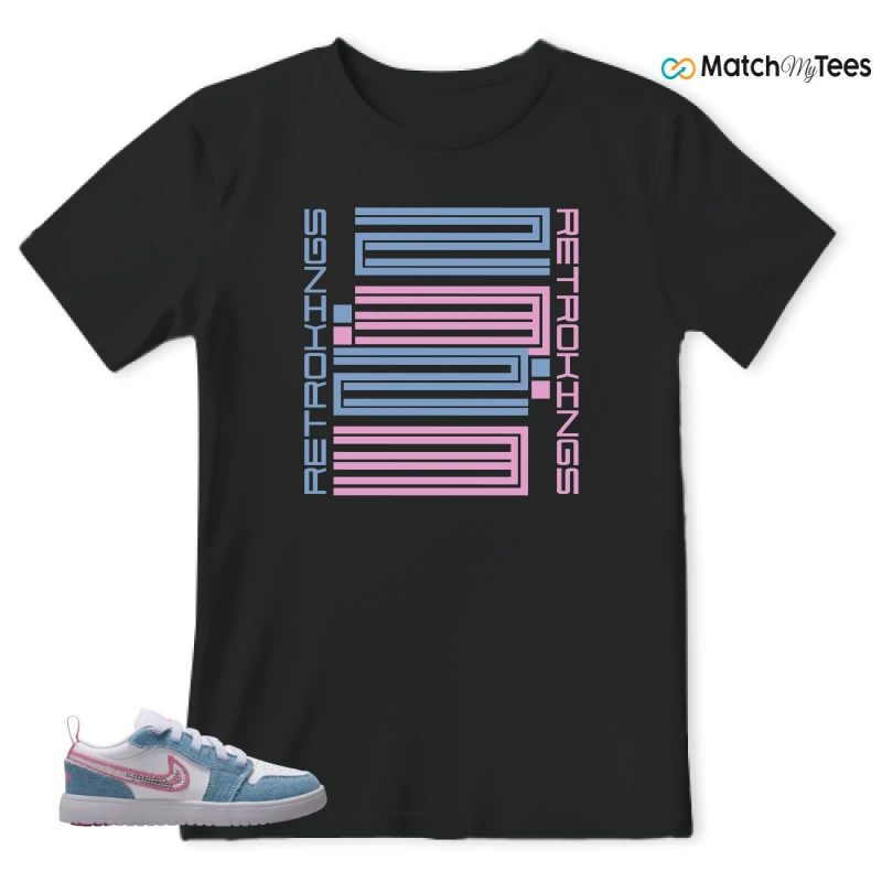 NIKE AIR JORDAN 1 LOW GS DENIM SEQUIN SNEAKER Matching Tees t-shirt