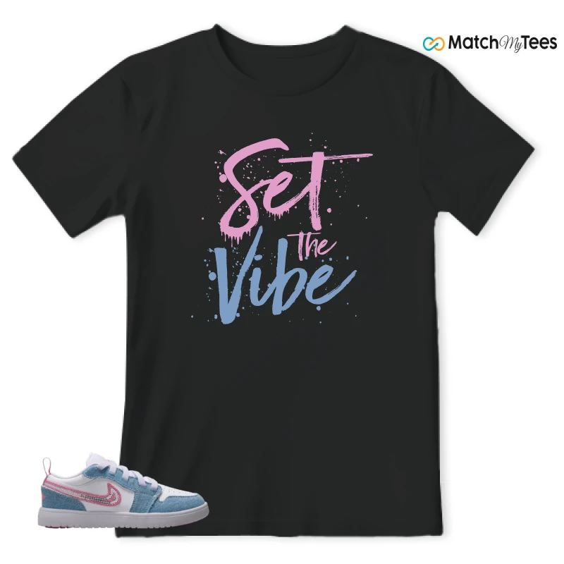 NIKE AIR JORDAN 1 LOW GS DENIM SEQUIN SNEAKER Matching Tees t-shirt