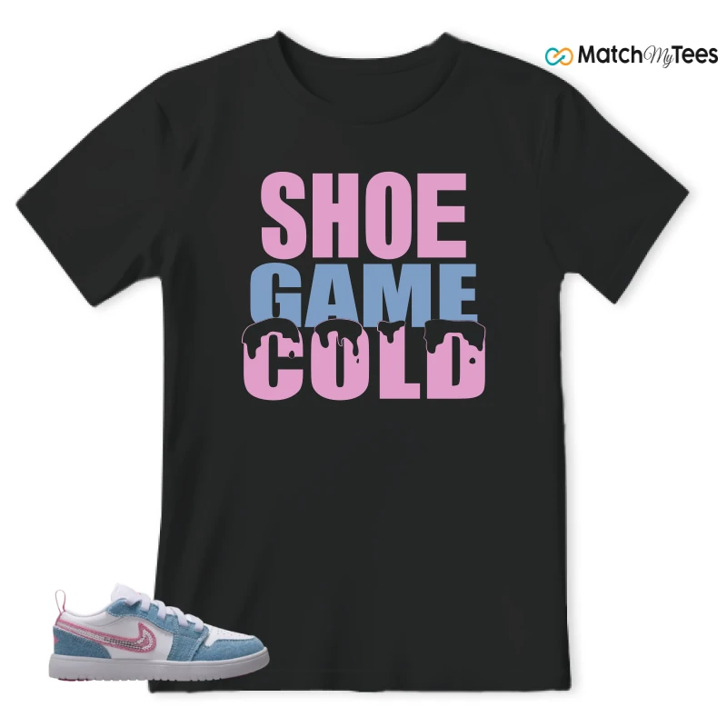 NIKE AIR JORDAN 1 LOW GS DENIM SEQUIN SNEAKER Matching Tees t-shirt