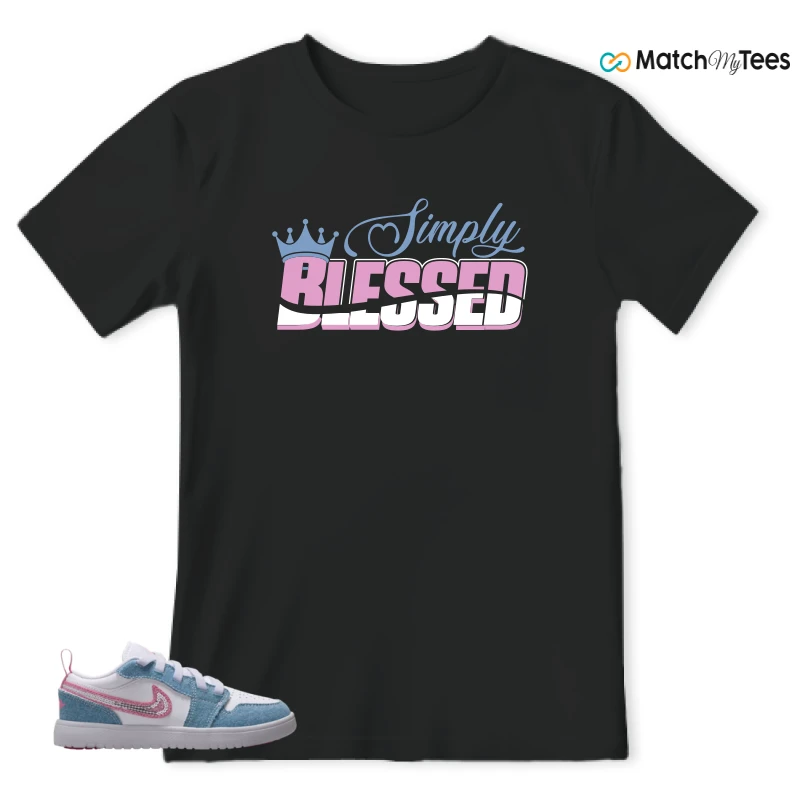 NIKE AIR JORDAN 1 LOW GS DENIM SEQUIN SNEAKER Matching Tees t-shirt