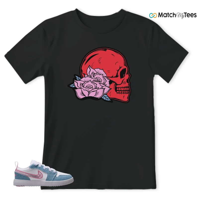 NIKE AIR JORDAN 1 LOW GS DENIM SEQUIN SNEAKER Matching Tees t-shirt