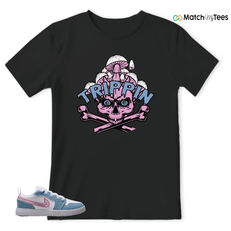 NIKE AIR JORDAN 1 LOW GS DENIM SEQUIN SNEAKER Matching Tees t-shirt