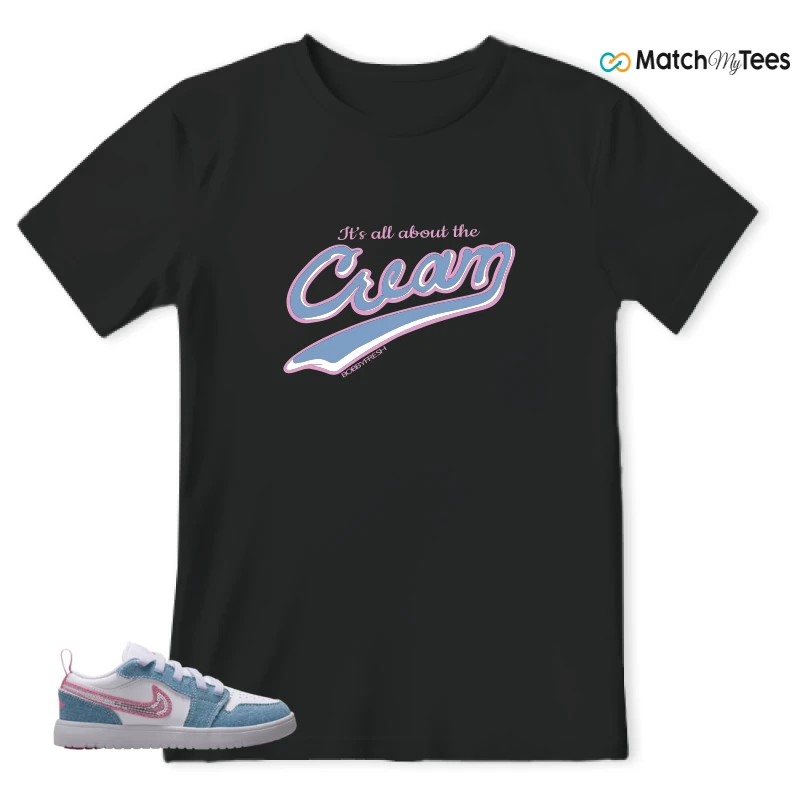 NIKE AIR JORDAN 1 LOW GS DENIM SEQUIN SNEAKER Matching Tees t-shirt