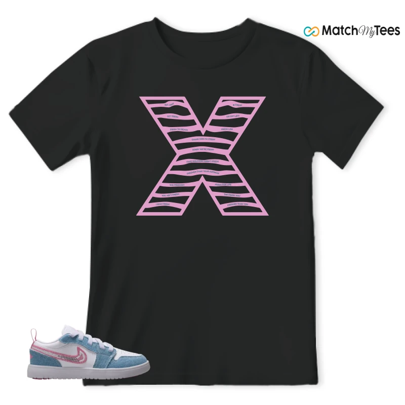 NIKE AIR JORDAN 1 LOW GS DENIM SEQUIN SNEAKER Matching Tees t-shirt