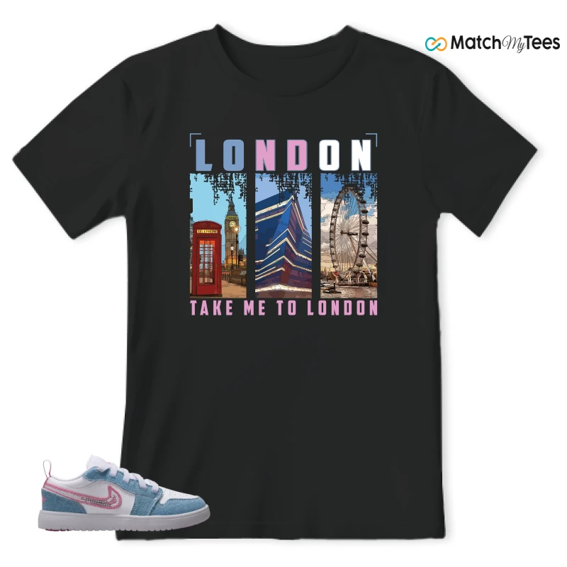 NIKE AIR JORDAN 1 LOW GS DENIM SEQUIN SNEAKER Matching Tees t-shirt
