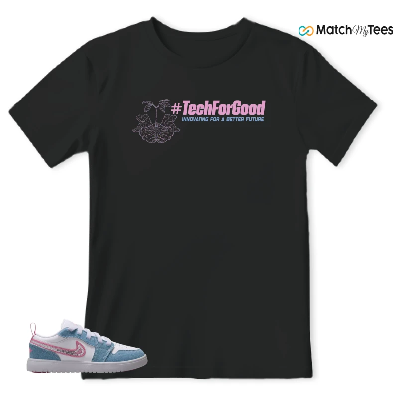 NIKE AIR JORDAN 1 LOW GS DENIM SEQUIN SNEAKER Matching Tees t-shirt