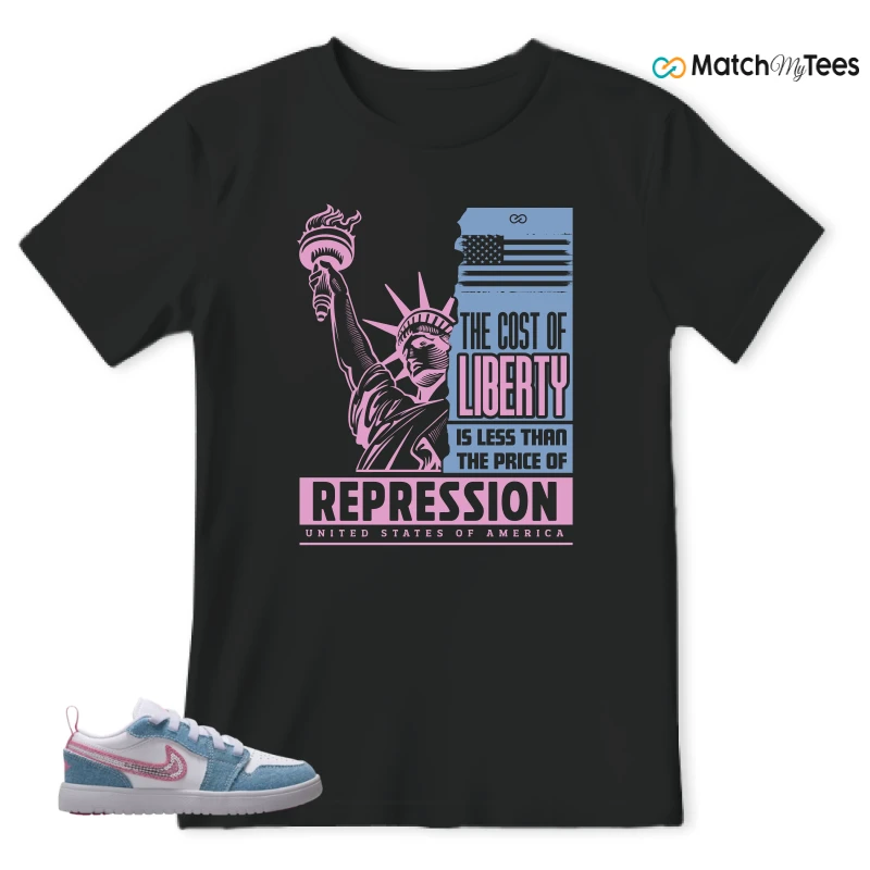 NIKE AIR JORDAN 1 LOW GS DENIM SEQUIN SNEAKER Matching Tees t-shirt