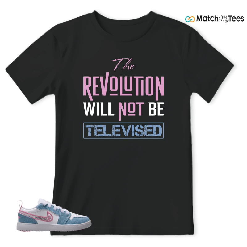 NIKE AIR JORDAN 1 LOW GS DENIM SEQUIN SNEAKER Matching Tees t-shirt