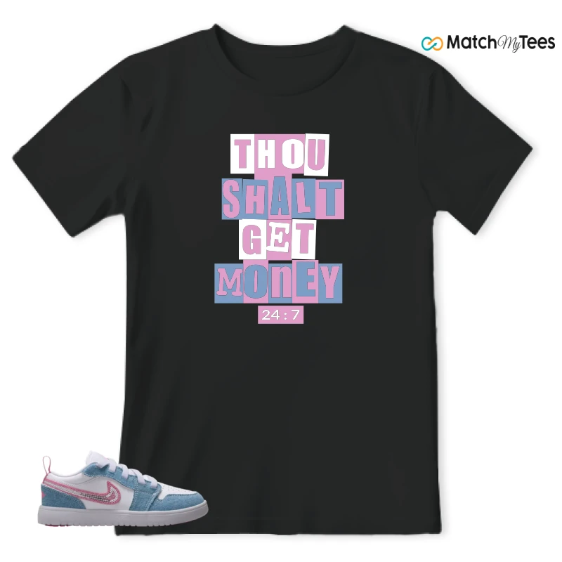 NIKE AIR JORDAN 1 LOW GS DENIM SEQUIN SNEAKER Matching Tees t-shirt