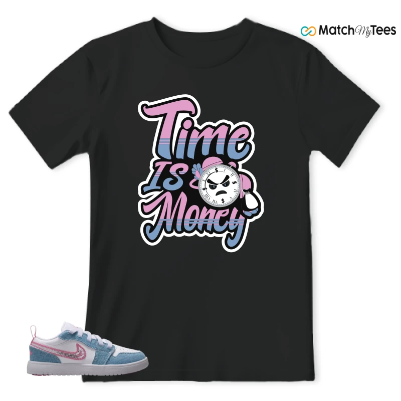 NIKE AIR JORDAN 1 LOW GS DENIM SEQUIN SNEAKER Matching Tees t-shirt