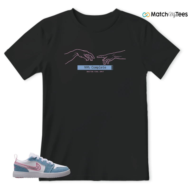 NIKE AIR JORDAN 1 LOW GS DENIM SEQUIN SNEAKER Matching Tees t-shirt