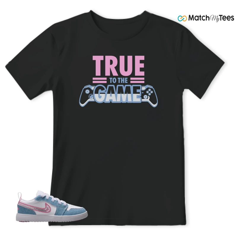 NIKE AIR JORDAN 1 LOW GS DENIM SEQUIN SNEAKER Matching Tees t-shirt