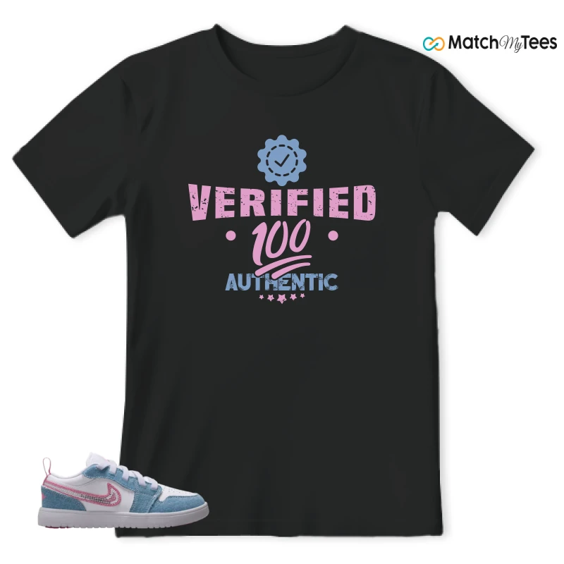 NIKE AIR JORDAN 1 LOW GS DENIM SEQUIN SNEAKER Matching Tees t-shirt