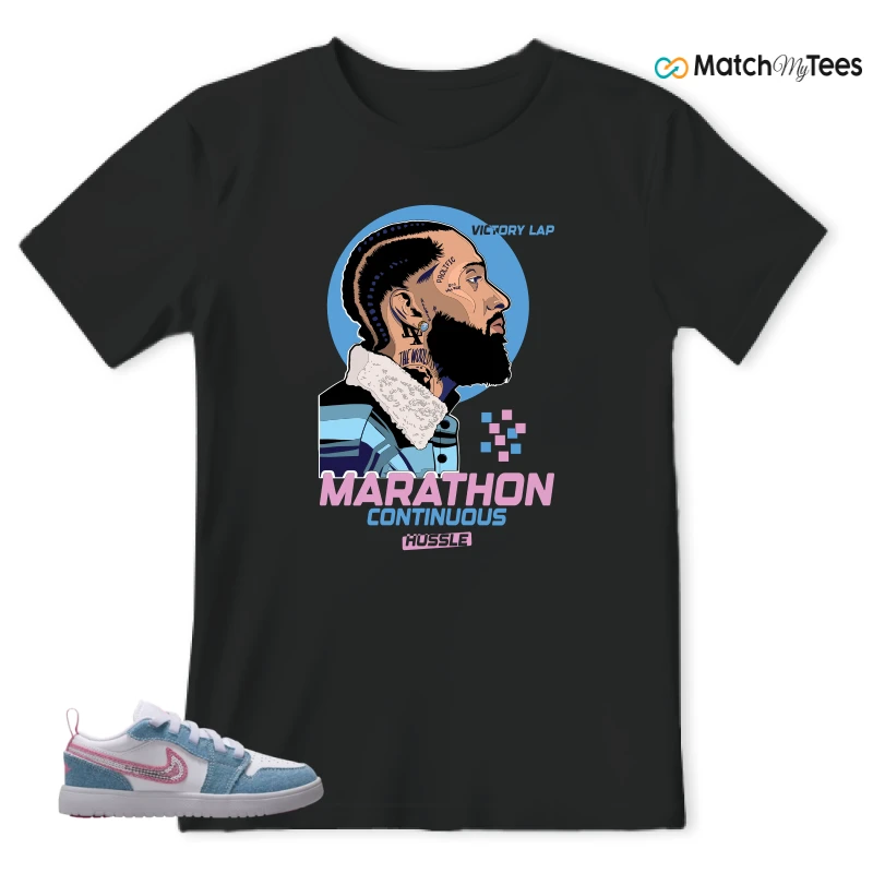 NIKE AIR JORDAN 1 LOW GS DENIM SEQUIN SNEAKER Matching Tees t-shirt